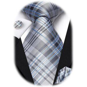 Mens Silk Tie Set Paisley Necktie Pocket Square Cufflinks Wedding Formal